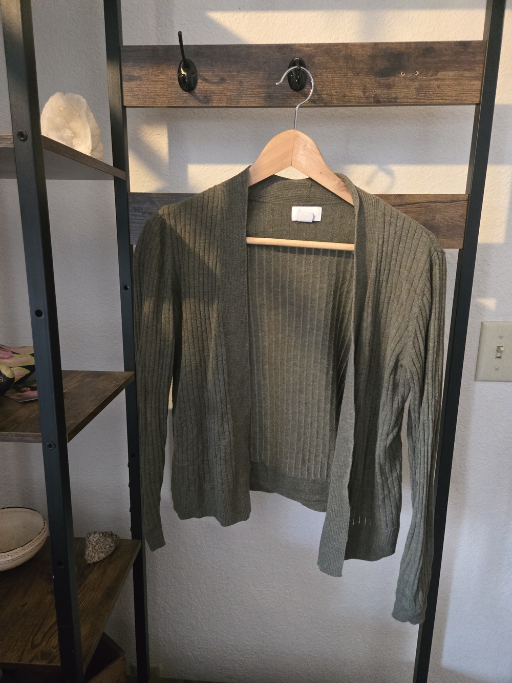 Old Navy Olive Green Ribbed Open-Front Women’s Cardigan